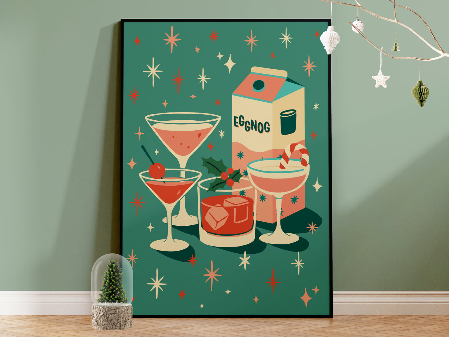 Retro Christmas Cocktails Print