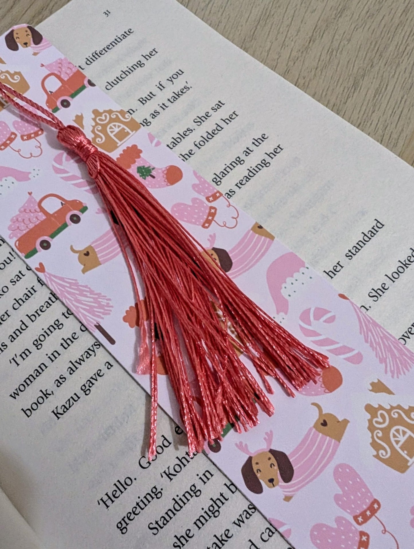 Pink Christmas Dachshund Bookmark