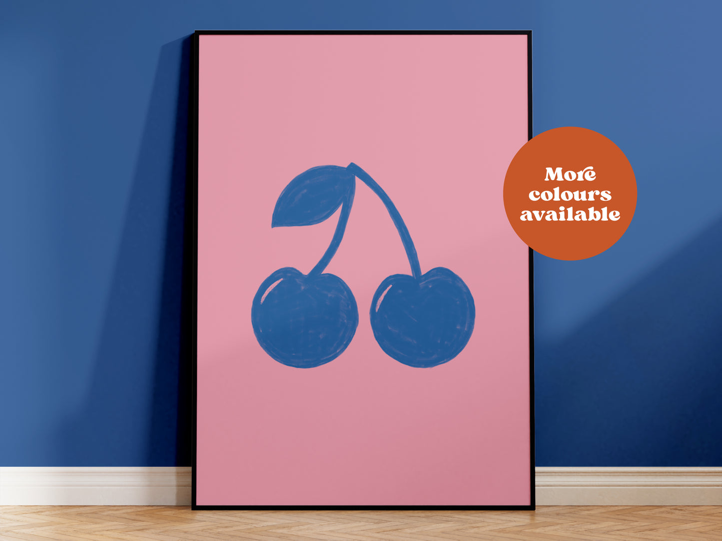 Cherry Linocut-Style print