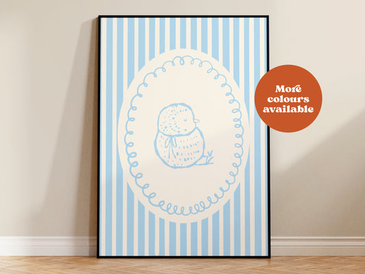 Retro Chick Art Print - Easter Cottagecore Decor