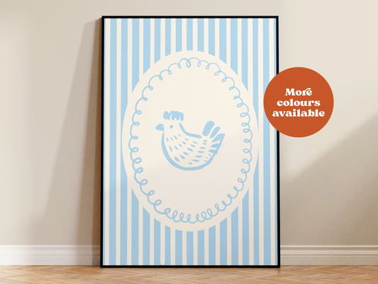 Retro Chicken Art Print - Easter Cottagecore Decor