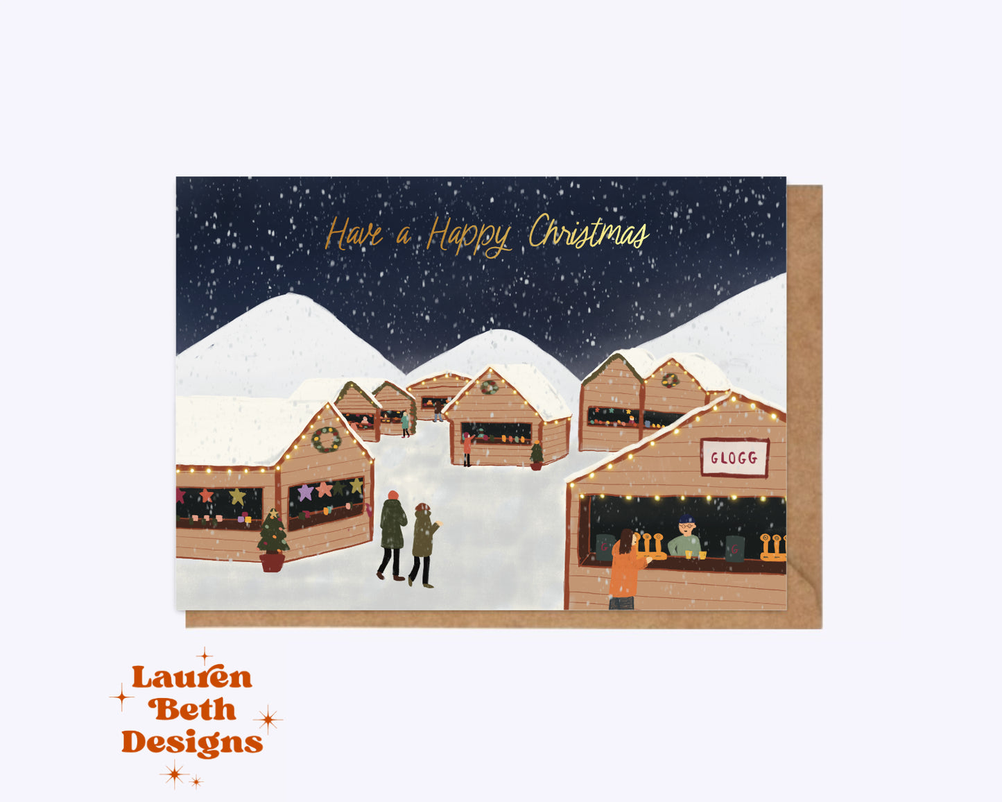 Christmas Market Gold Foil Christmas Card