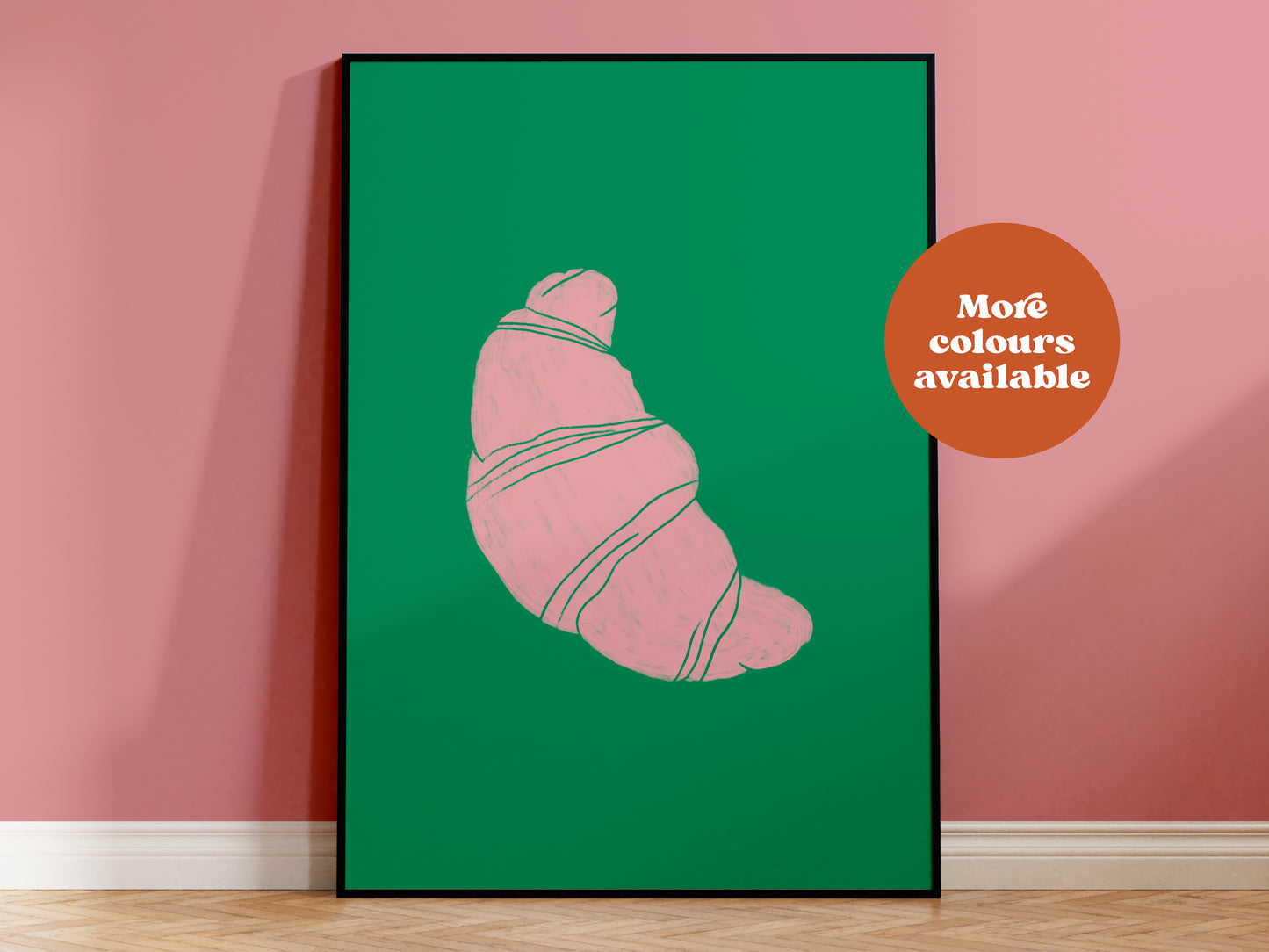 Croissant Linocut-Style print