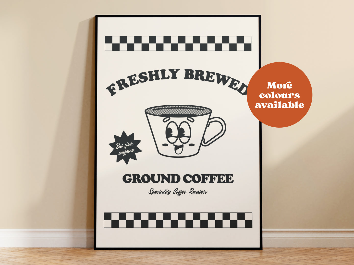 Freshly brewed ground coffee print
