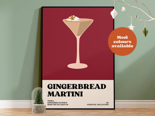 Gingerbread Martini Christmas Cocktail Print