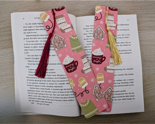 Merry and Bright Scandi Christmas Tassel Bookmark