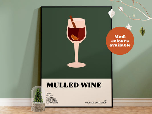 Mulled Wine Christmas Cocktail Print
