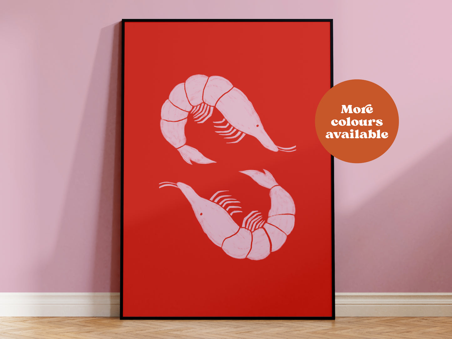 Prawns Linocut-Style print