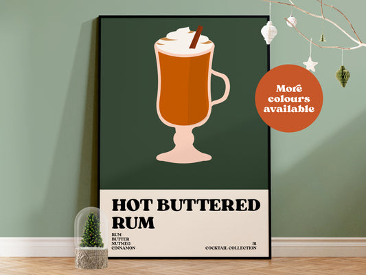 Hot Buttered Rum Christmas Cocktail Print
