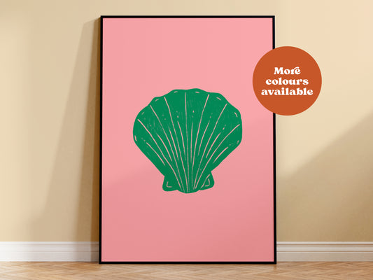 Cockle Shell Linocut-Style print