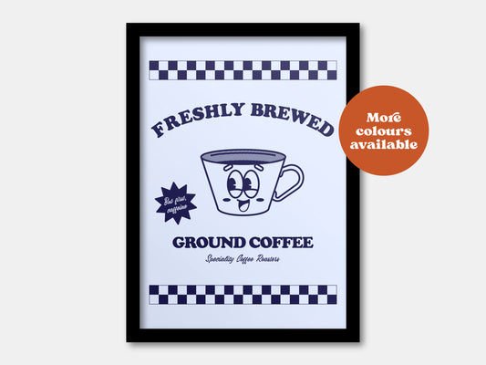 Freshly brewed ground coffee print
