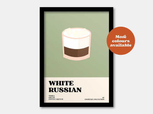 White Russian Cocktail Print