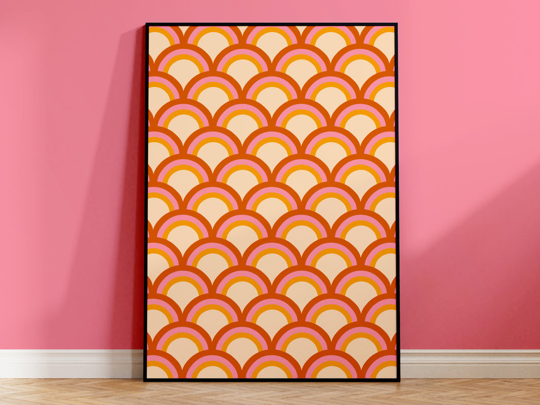 70s geometric rainbow print