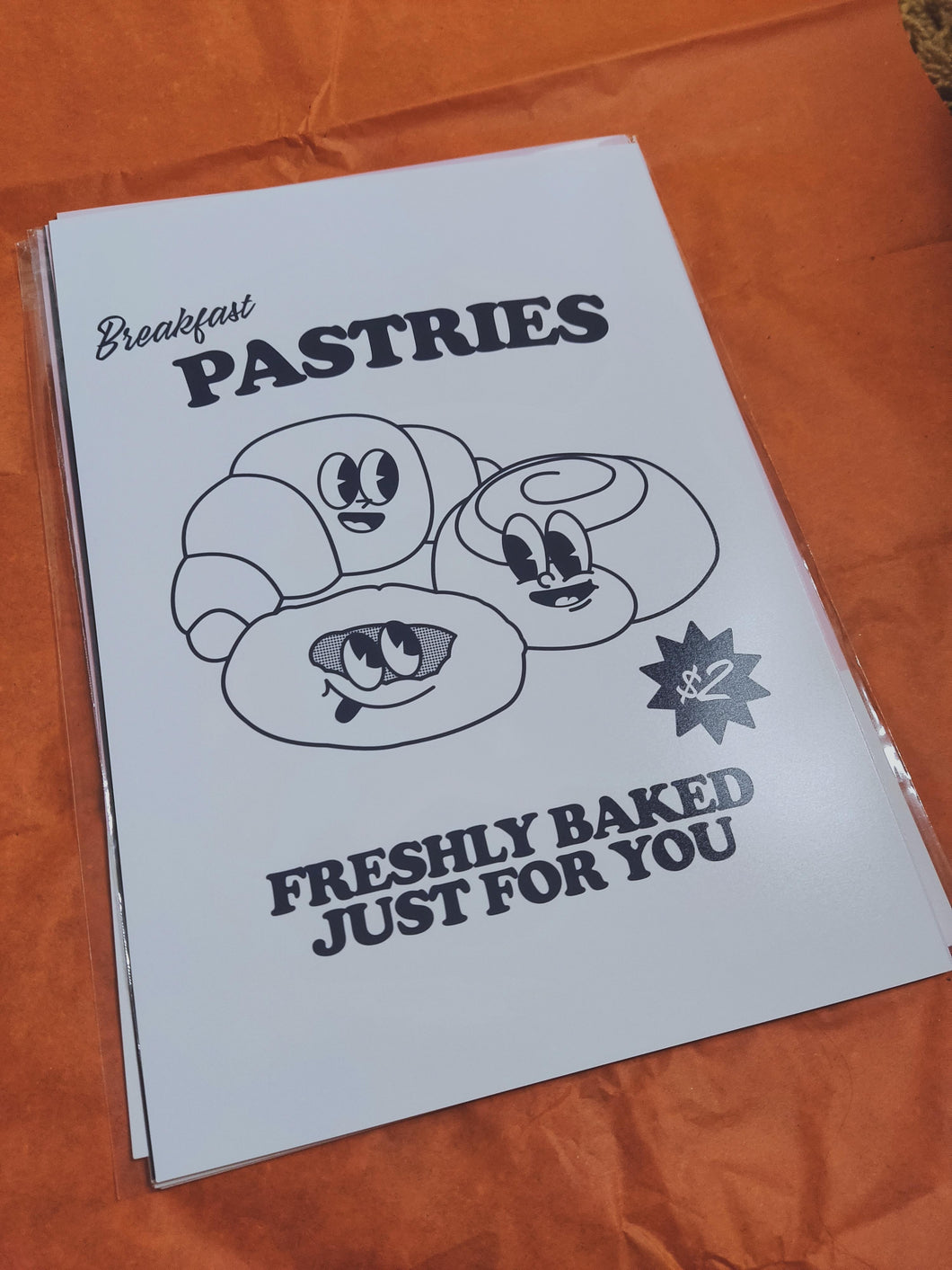 Second Print - A4 White Breakfast Pastries