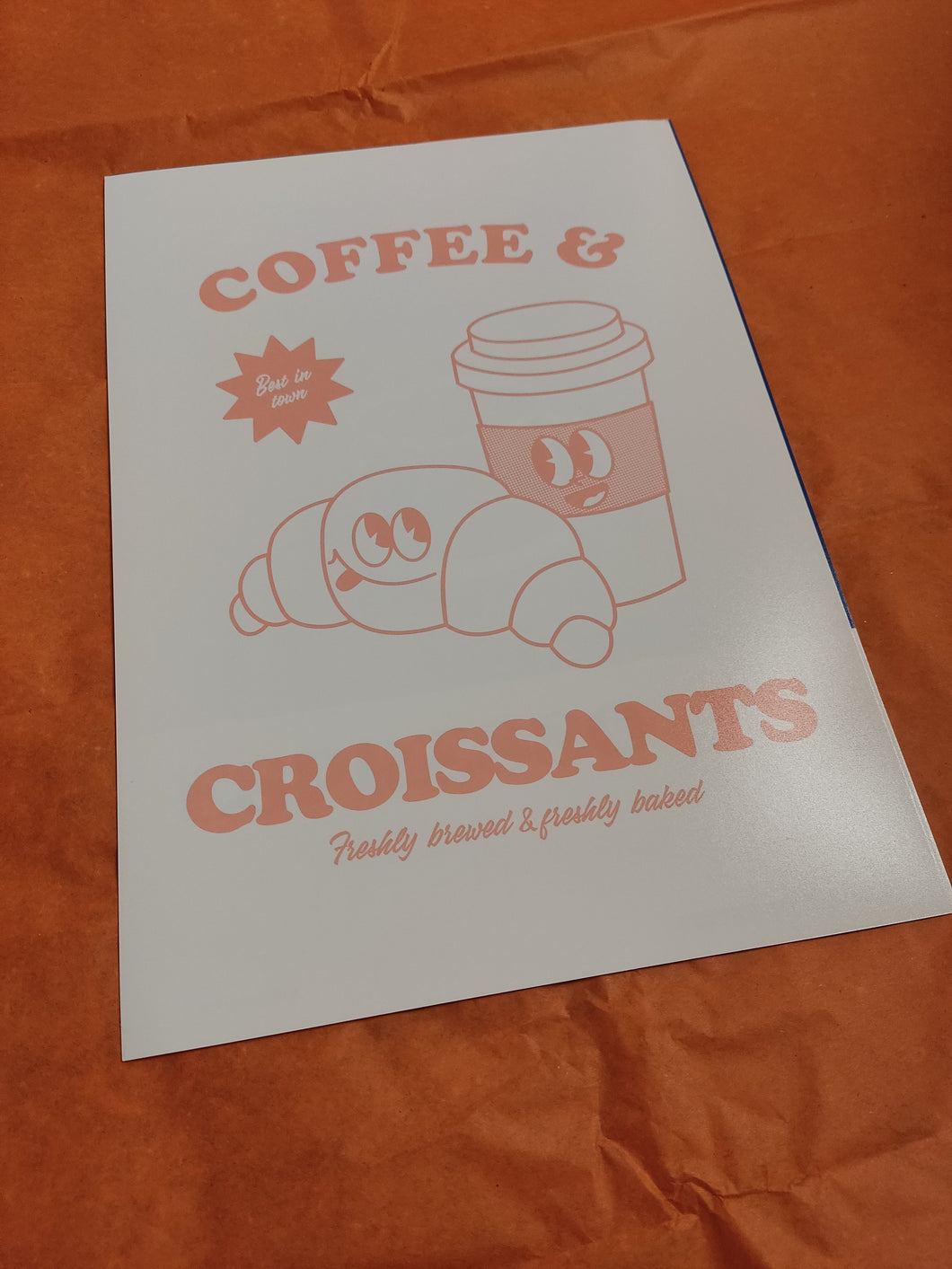 Second Print - A4 Peach Coffee and Croissants