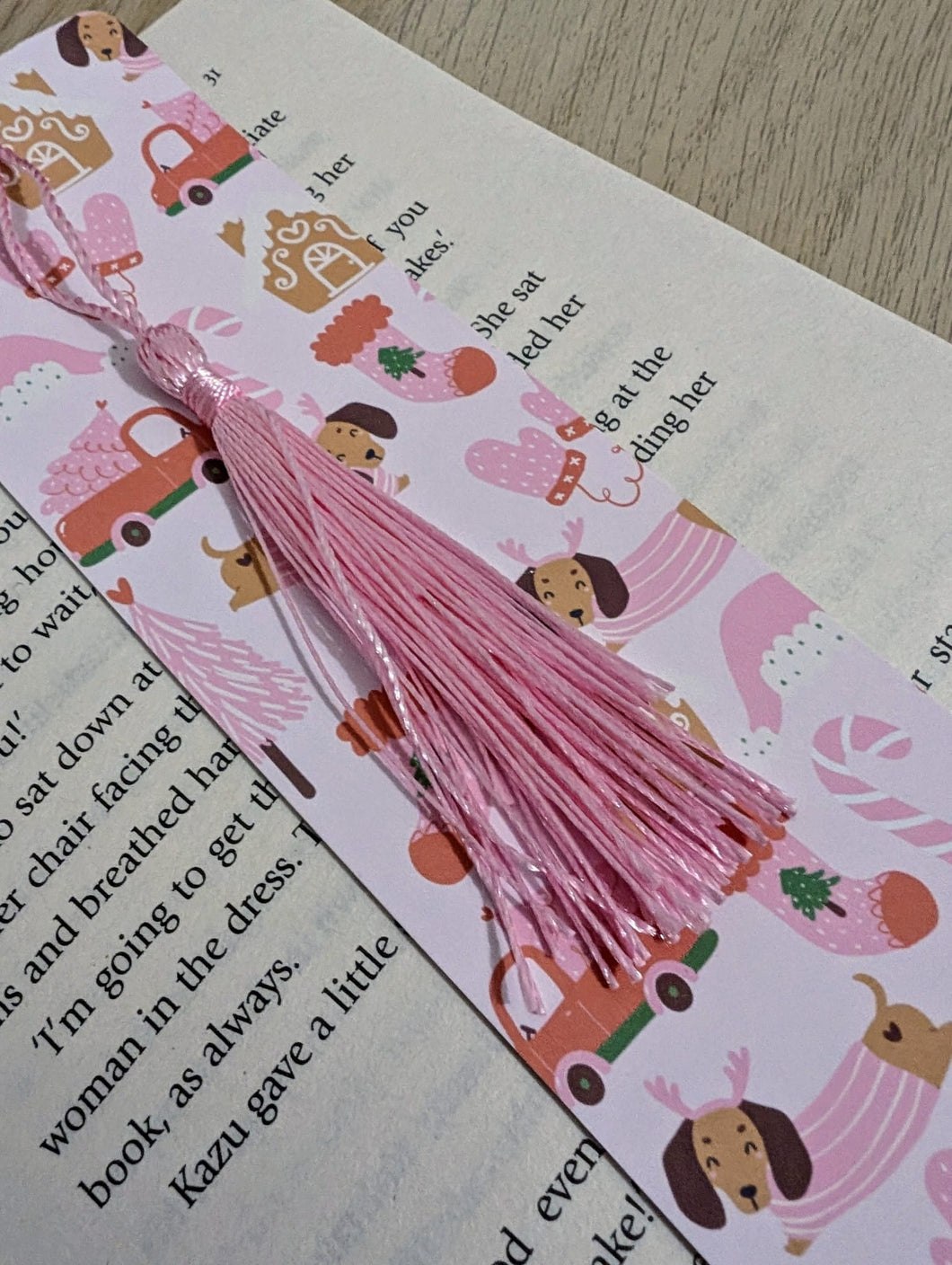 Pink Christmas Dachshund Bookmark