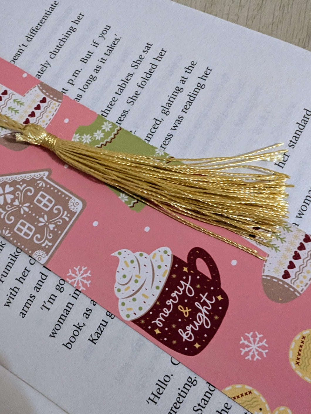 Merry and Bright Scandi Christmas Tassel Bookmark