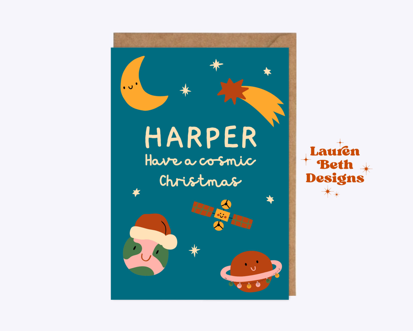 Personalised Kids Space Christmas Card