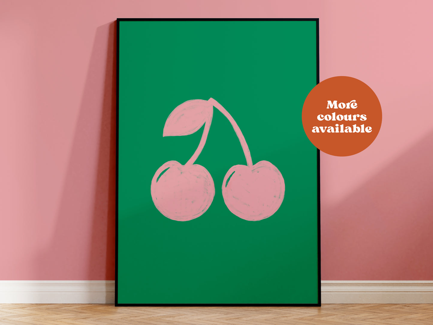 Cherry Linocut-Style print