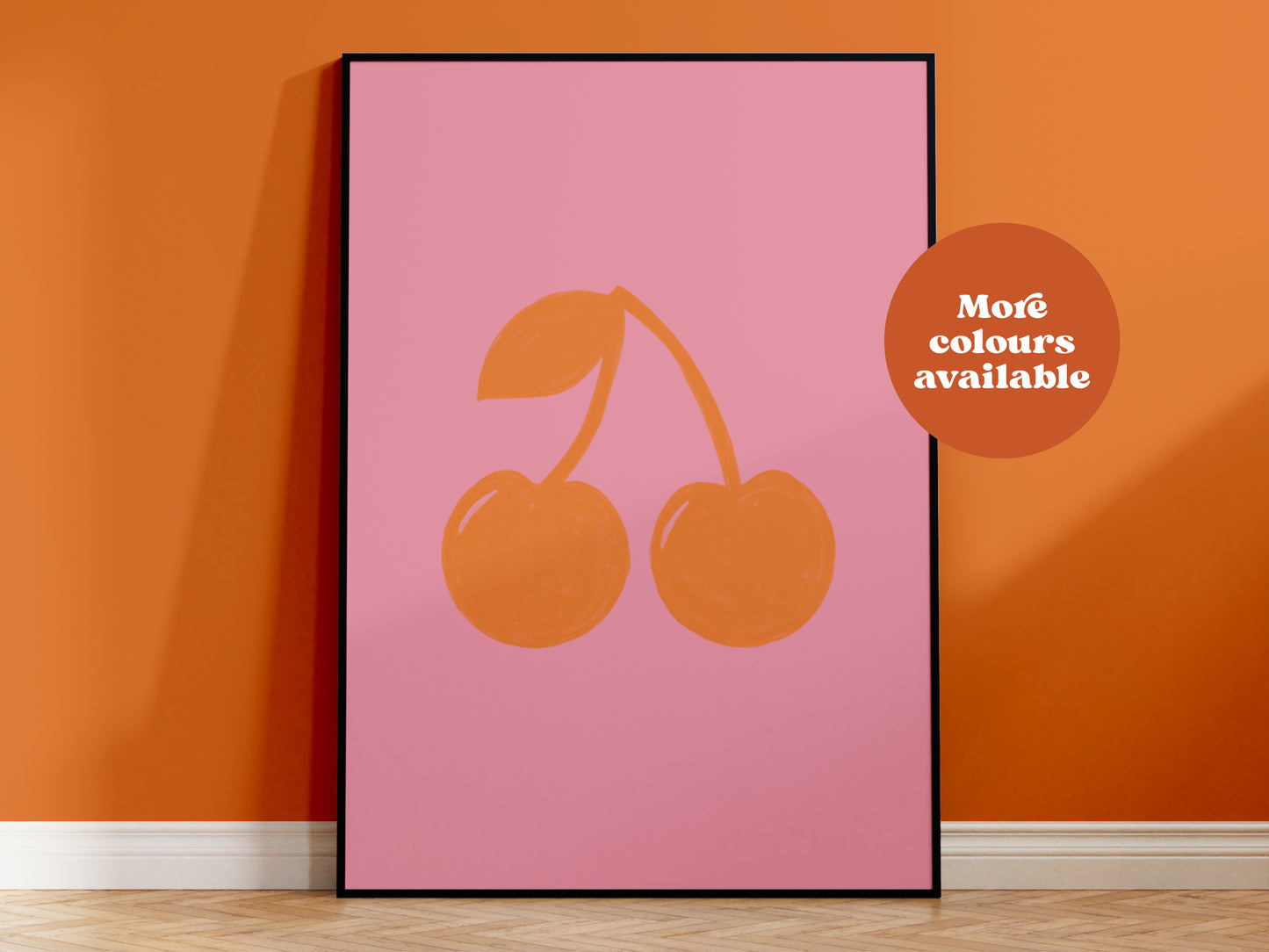 Cherry Linocut-Style print