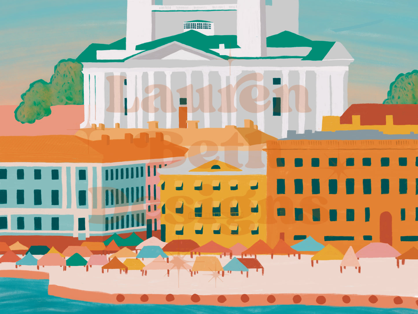 Helsinki Finland Illustrated Print