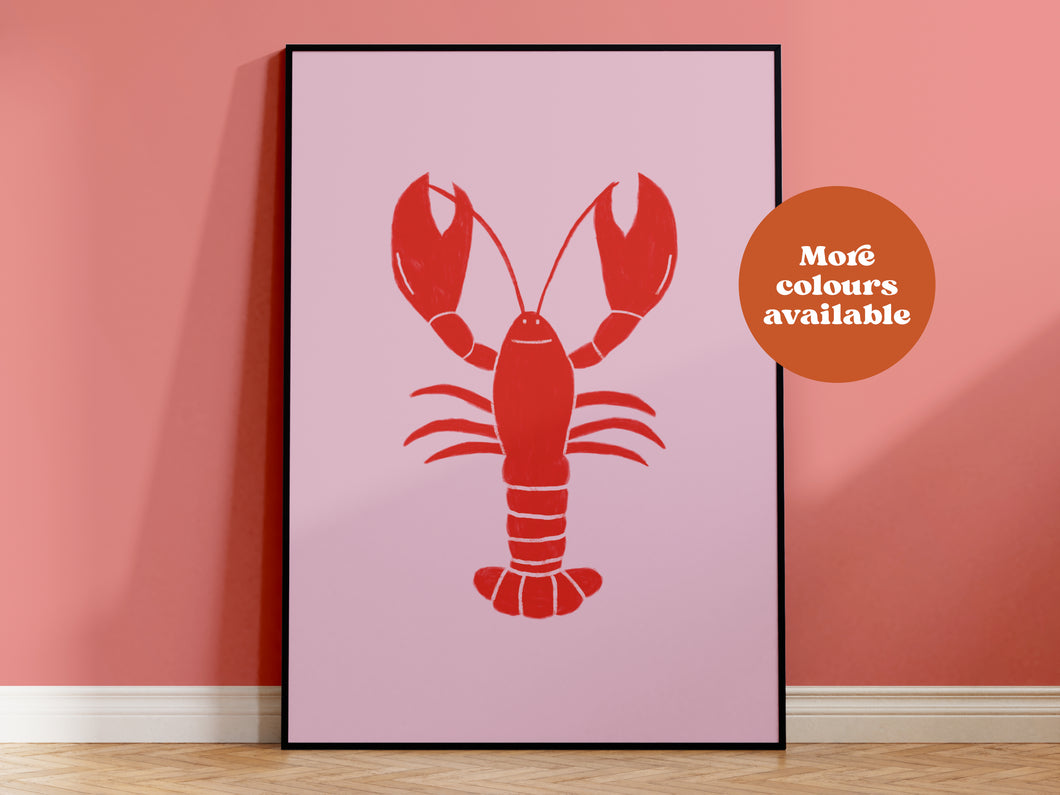 Lobster Linocut-Style print