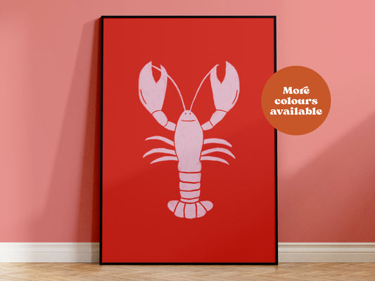 Lobster Linocut-Style print
