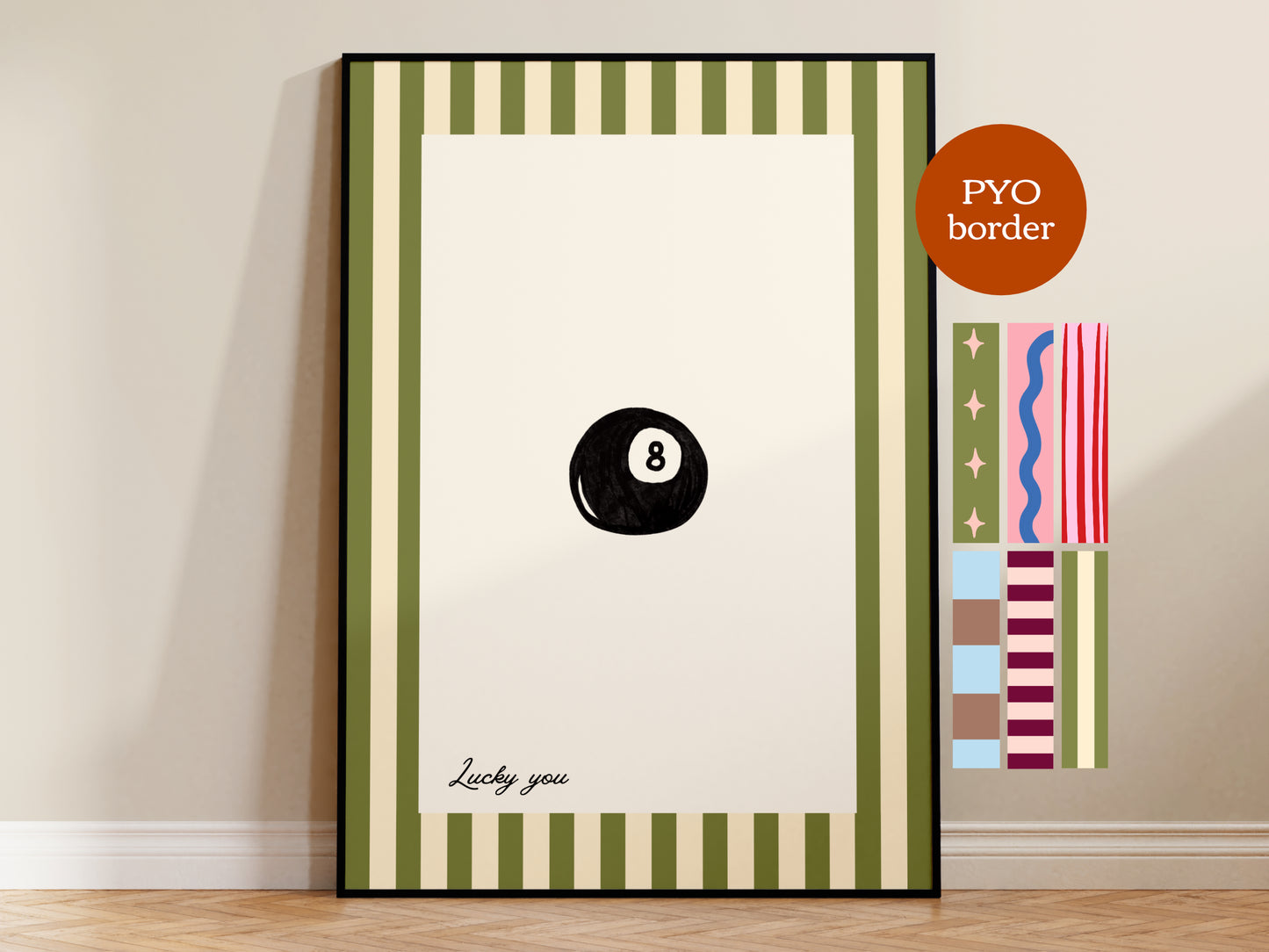 PYO Border - Lucky You Magic 8 Ball Print