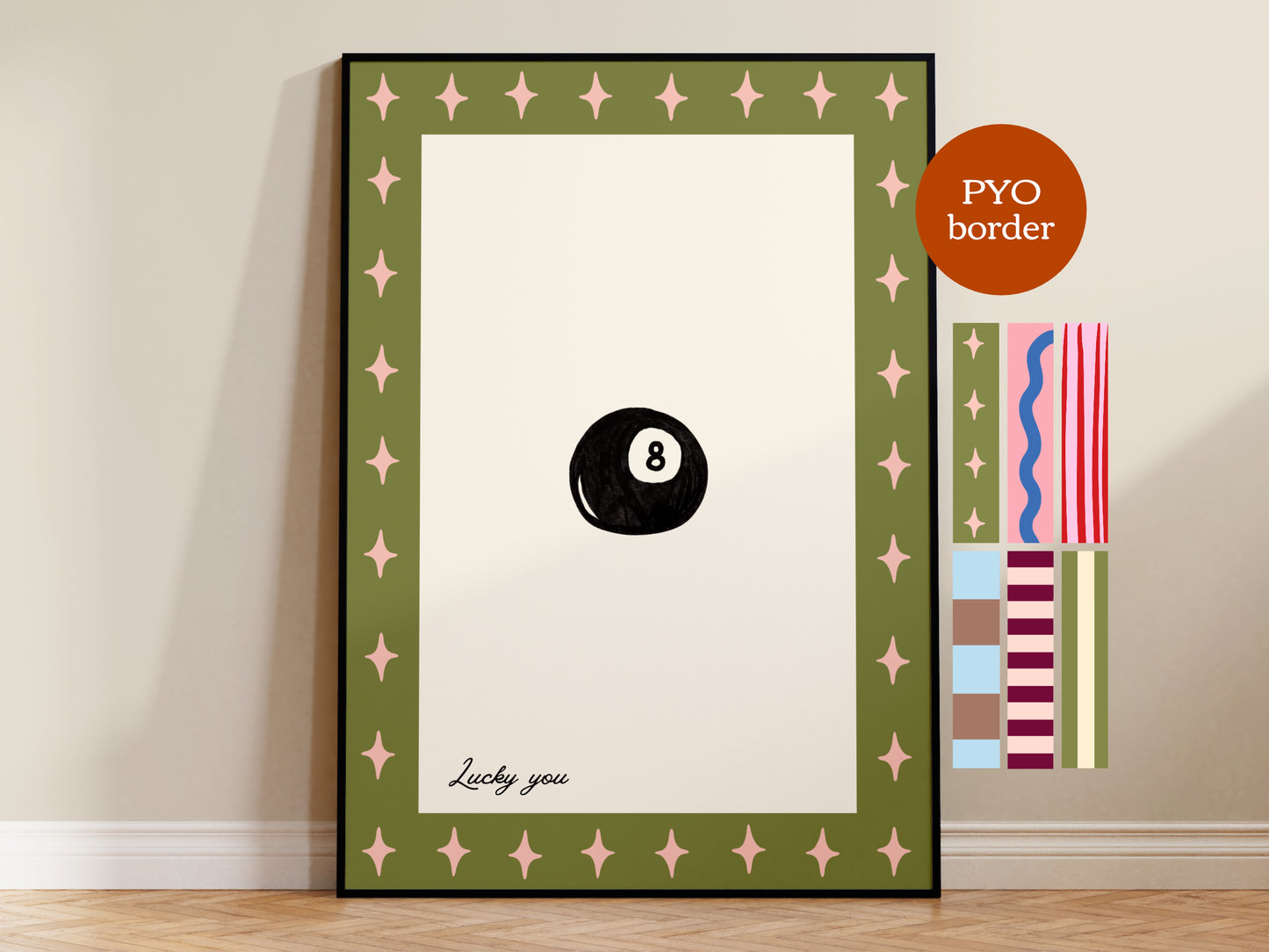 PYO Border - Lucky You Magic 8 Ball Print