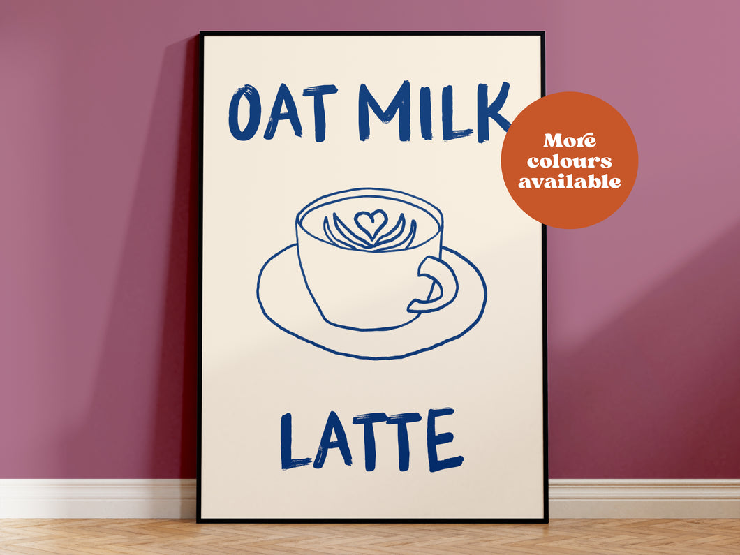 Oat Milk Latte Script Coffee Print