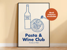 Load image into Gallery viewer, Pasta and Wine Club Handdrawn Print
