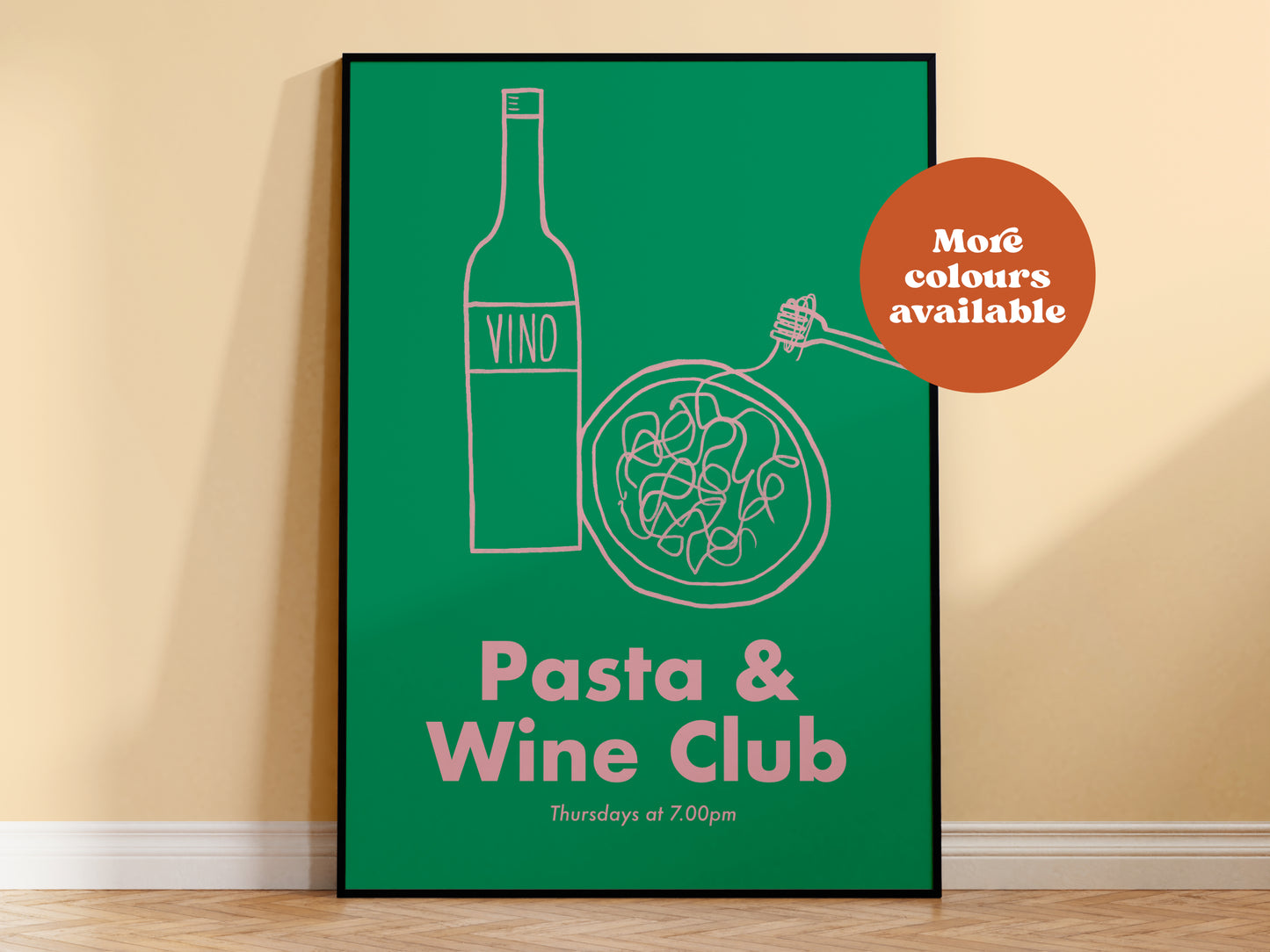 Pasta and Wine Club Handdrawn Print