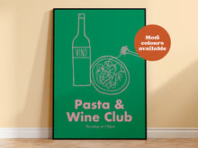 Load image into Gallery viewer, Pasta and Wine Club Handdrawn Print
