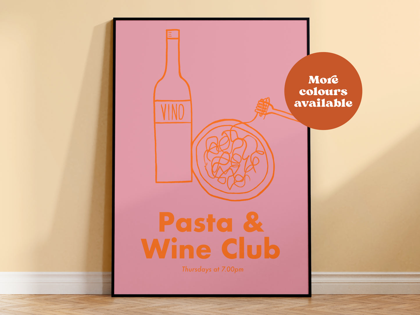 Pasta and Wine Club Handdrawn Print