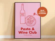 Load image into Gallery viewer, Pasta and Wine Club Handdrawn Print
