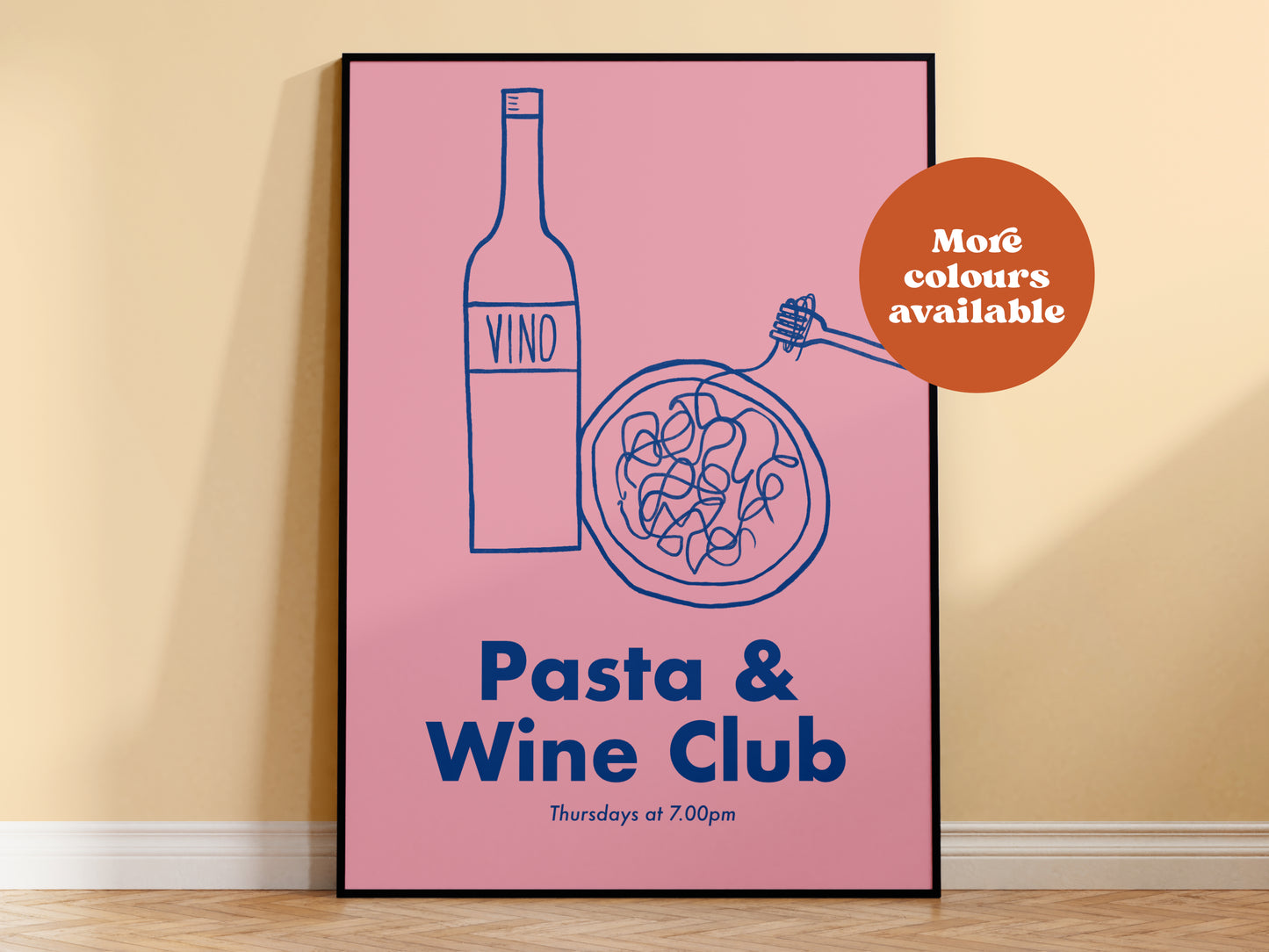 Pasta and Wine Club Handdrawn Print