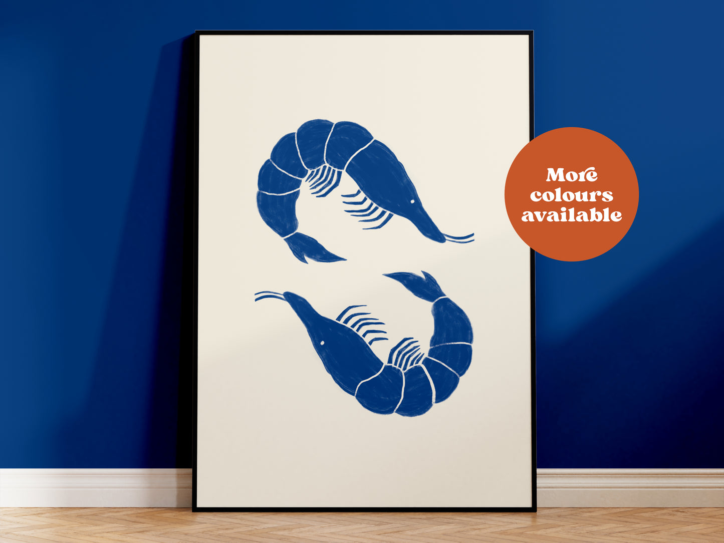 Prawns Linocut-Style print