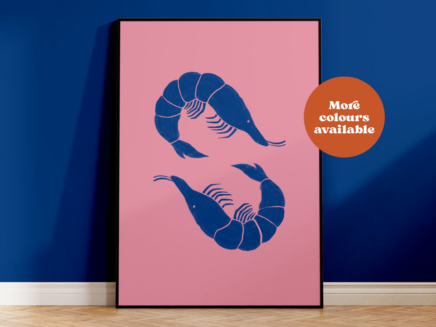 Prawns Linocut-Style print