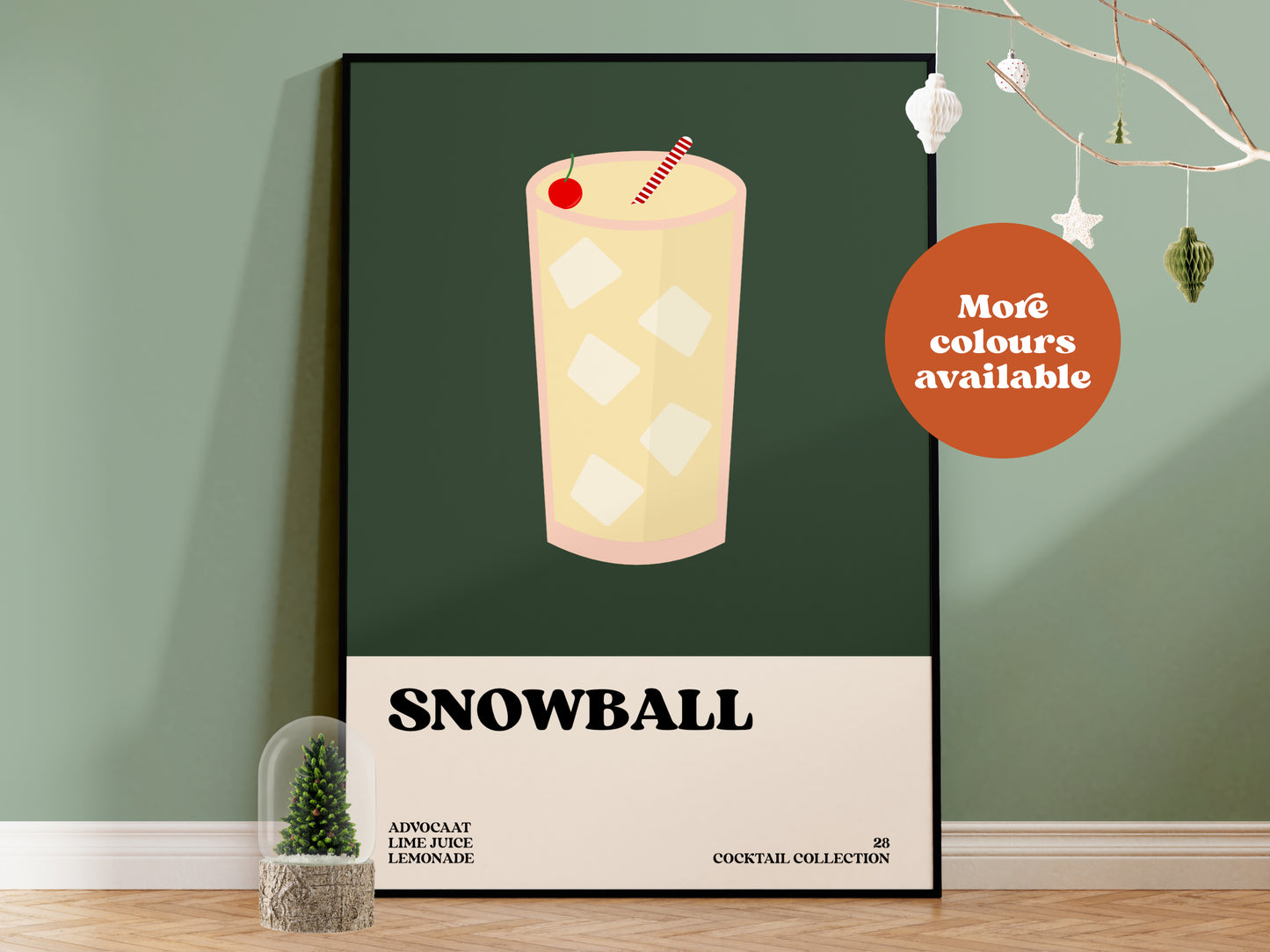 Snowball Christmas Cocktail Print