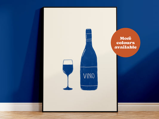Vino Linocut-Style print