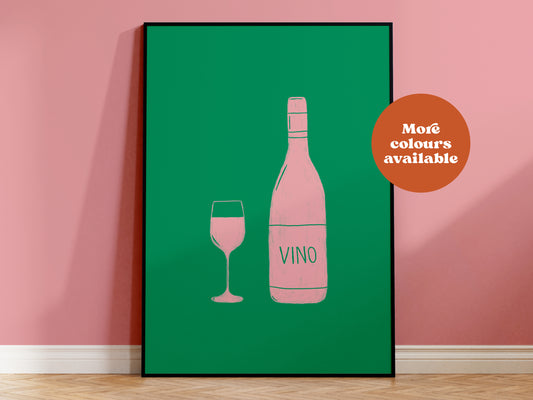 Vino Linocut-Style print