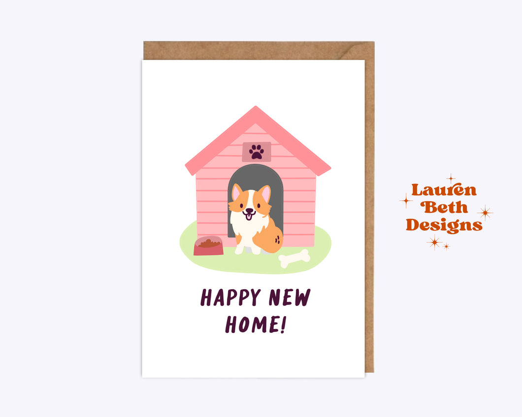 Happy new home corgi card